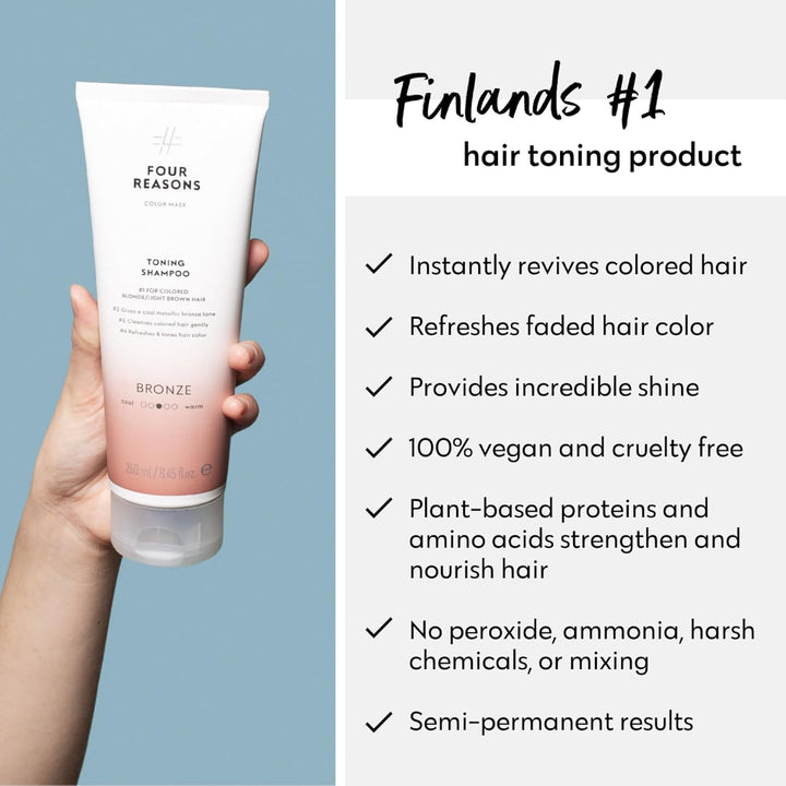 Four Reasons Tint Shampoo – Bronze – Hair Tones without Sulphates & Ammonia – Mild Natural Hair Dye
