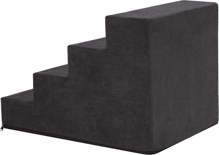 PillowPrim Tiertreppen Einganghilfe Kleinere Hunde Stufen Rampe Katzentreppe 4 Stufen Gross Schwarz