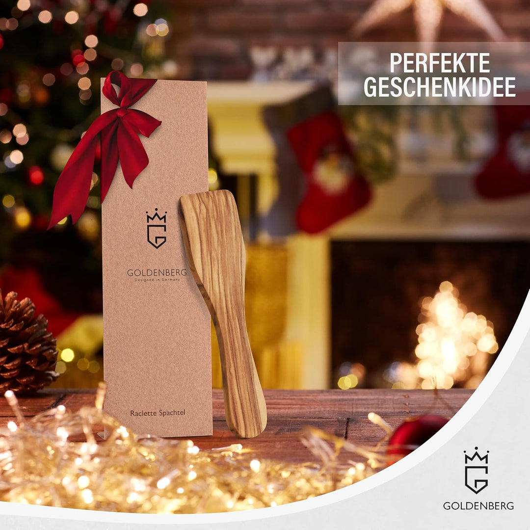 GOLDENBERG® Premium Olivenholz Raclette Schaber - 10er Set Raclette Spachtel - feinstes italienische