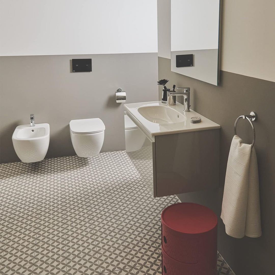 Ideal Standard BC705AA Cerafine O Bidetarmatur mit Zugknopf-Ablaufgarnitur