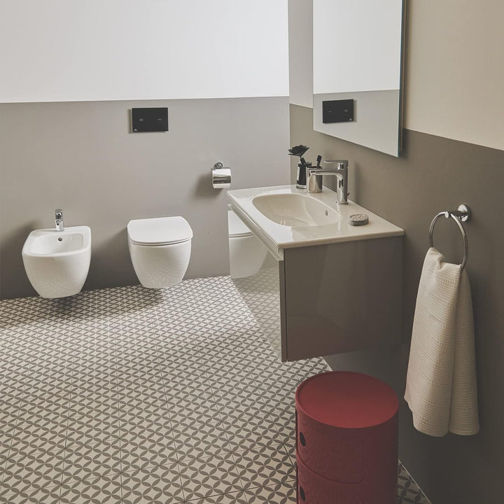 Ideal Standard BC705AA Cerafine O Bidetarmatur mit Zugknopf-Ablaufgarnitur