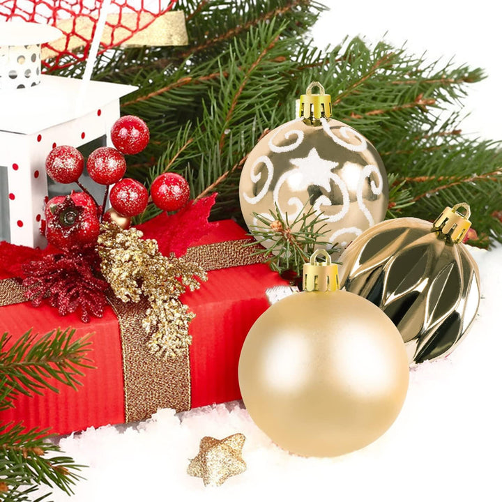 Ywlake Weihnachtskugel Ornamente Set für Weihnachtsbaum, 100-pcs Weihnachtsbaum Dekorationen Set Bru