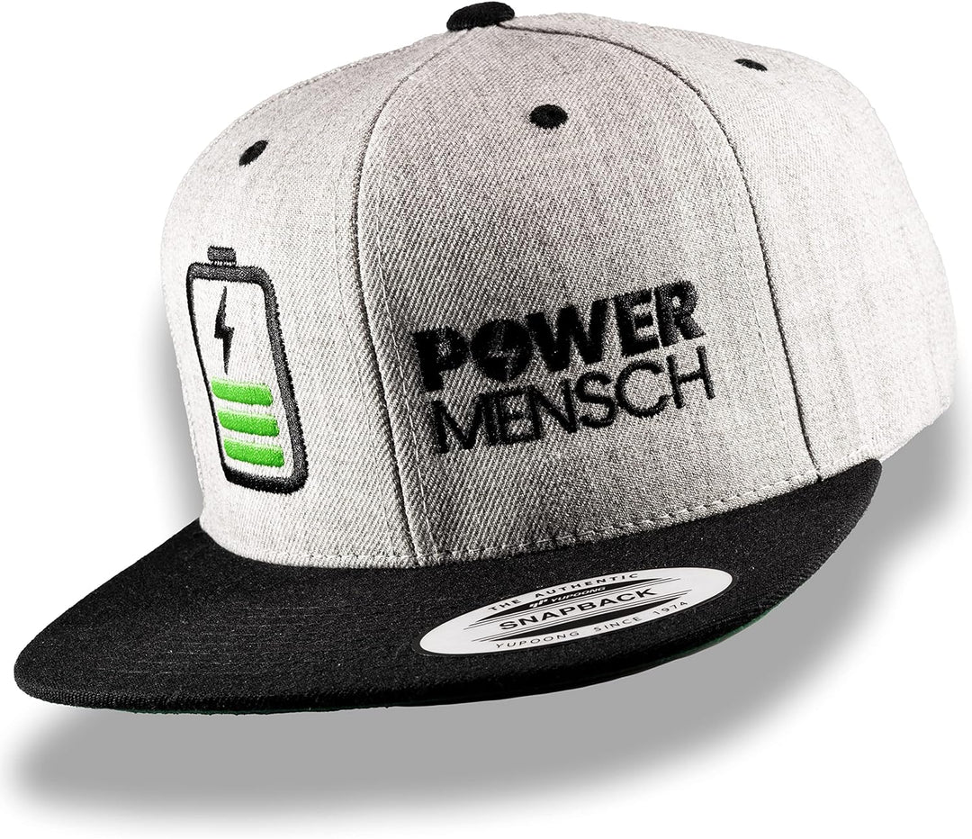 Ride with Style! POWERMENSCH Snapback Cap grau schwarz – Basecap Baseball in Top Qualität – universe