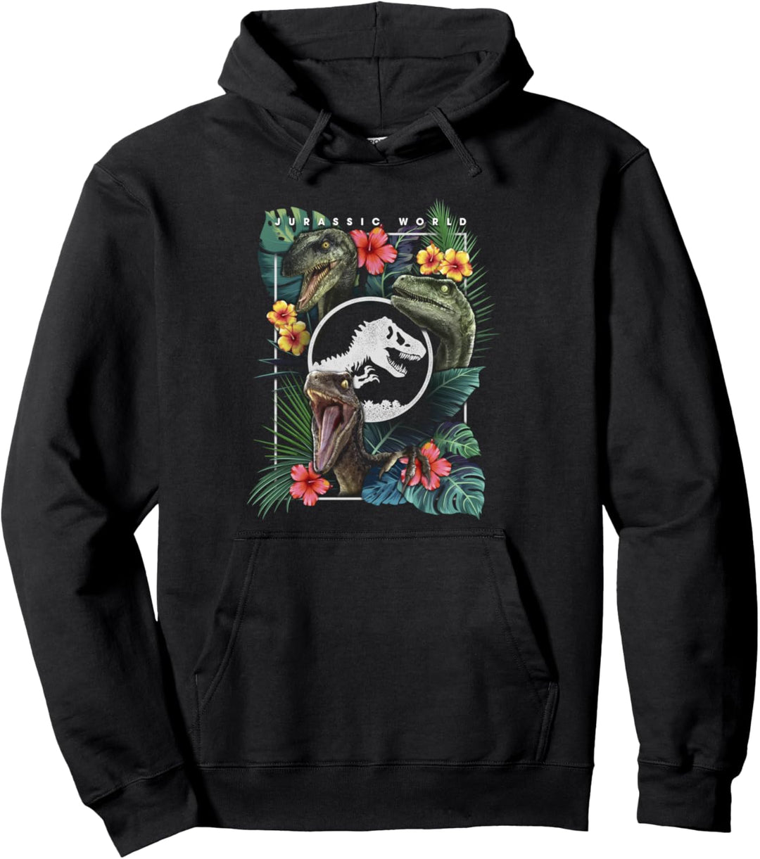Jurassic World Floral Raptor Portrait Logo Pullover Hoodie