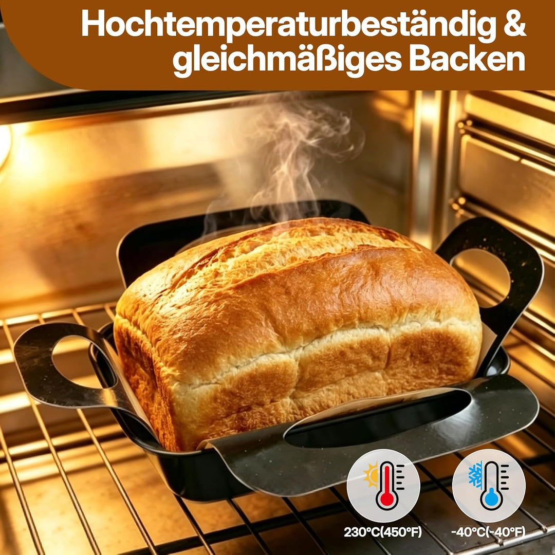 Brotbackform Kasten Set, 2 Stück Antihaft Karbonstahl Kastenform Kuchen 28X15X5.5cm mit 2 Dauerbackf