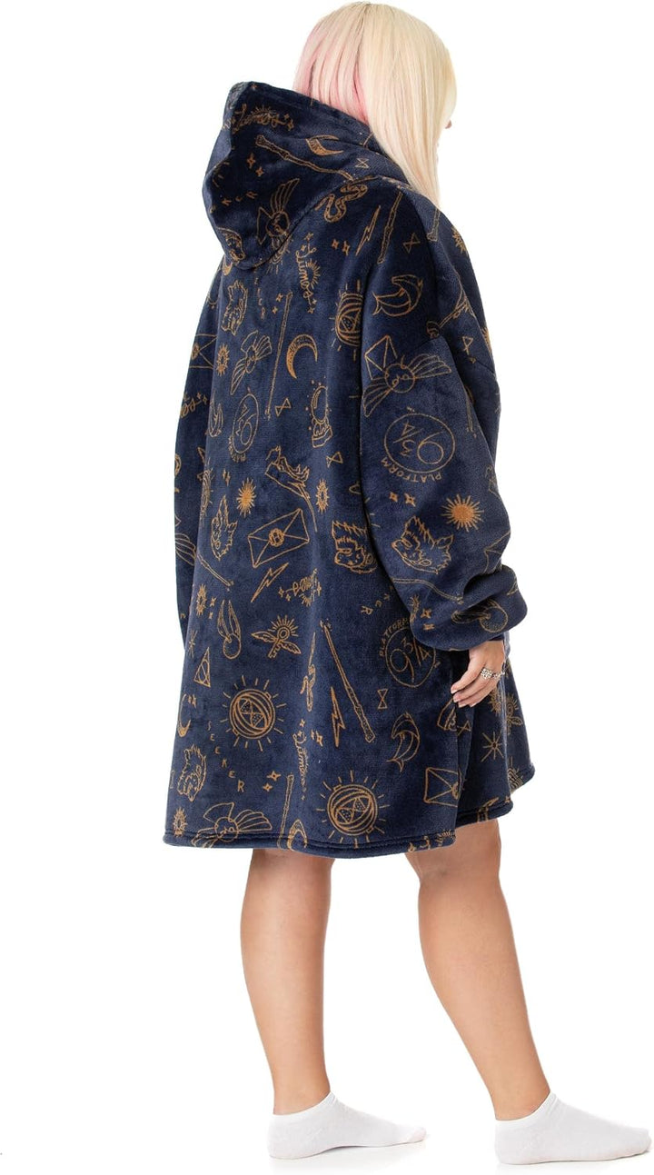 Harry Potter Vuddie Übergrosser Decken-Hoodie für Männer und Frauen, Symbole und Logo, Flauschiger F