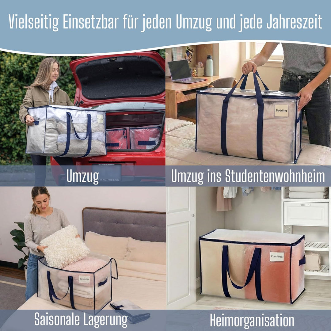 VENO 2-er Pack extra grosse Reisetaschen mit Reissverschlüssen, strapazierfähig, Umzugsbox-Alternati