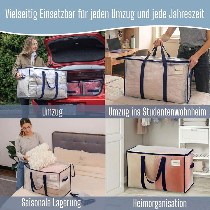 VENO 2-er Pack extra grosse Reisetaschen mit Reissverschlüssen, strapazierfähig, Umzugsbox-Alternati