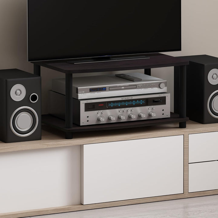 Furinno kleiner TV-Schrank mit 2 Ablageflächen, Dunkle Walnuss, 40.13 x 60.45 x 27.94 cm, Dunkle Wal