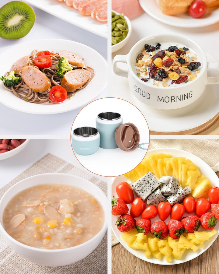 Müslibecher to-Go, Edelstahl Porridge Becher 720ml Auslaufsicher joghurtbecher to go mit löffel und