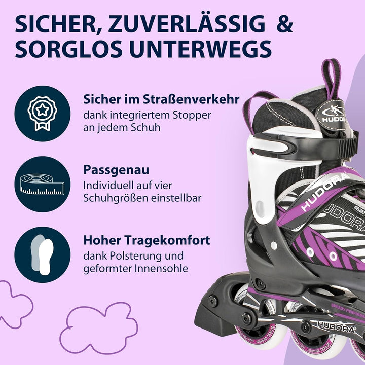 HUDORA Inliner Mia/Leon - Inliner für Kinder, Jugendliche und Erwachsene - Verschiedene Grössen - Ro