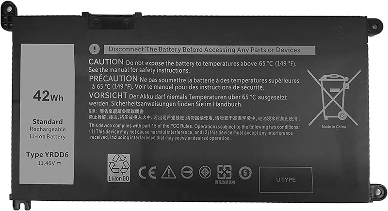 AKKEE 42Wh YRDD6 Replacement Laptop Akku für Dell Inspiron 5481 5482 5485 5491 2-in-1 5493 5584 5593