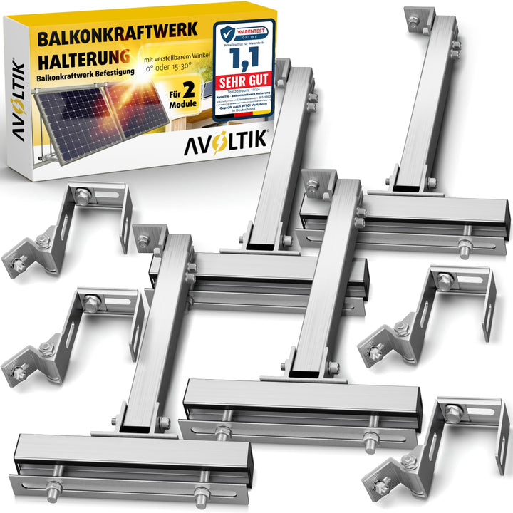Avoltik 2X Balkonkraftwerk Halterung Balkon ECKIG für alle Solarpanel-Grössen Solarmodul Halterung a