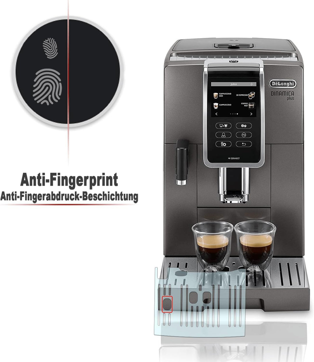 Abtropfblech Kratzschutz geeignet für DeLonghi Dinamica Plus 356.57-356.77 Abtropfblech Dinamica Plu