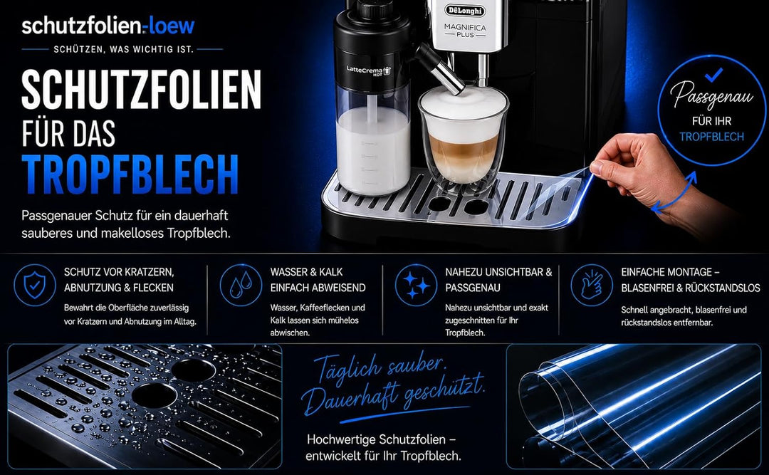 3 x Schutzfolie für DeLonghi Magnifica Plus ECAM 322.70 SB - 320.70 TB - 320.60 B - 320.60 W Tassena