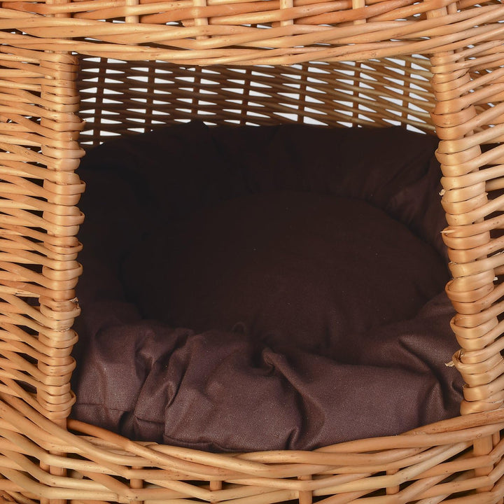 WEIDENPROFI Katzenkorb, Katzenturm aus Heller Weide inkl. 3 Kissen, Grösse ca.: Ø 48 – 58 cm x 82 cm