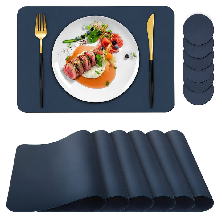 Platzdeckchen-Set, 6 Stück, Platzsets mit Untersetzern, Hitze-Flecken, Kratzfest, rutschfest, wasser