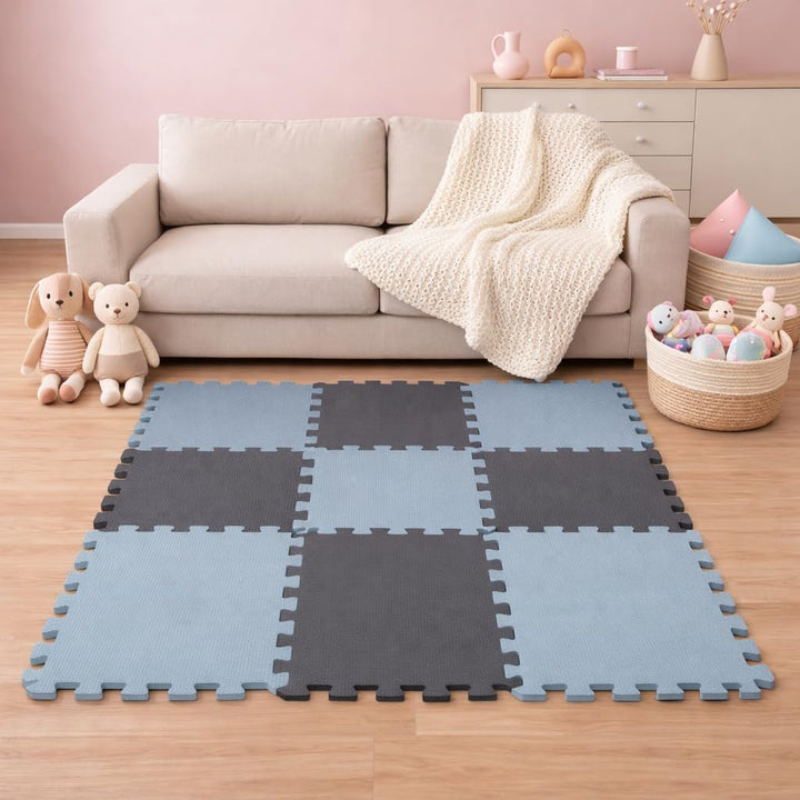 LittleTom Spielmatte Baby Puzzlematte - 9 Matten je 30x30x1 cm Krabbelmatte 90x90 cm Bodenmatte Kind