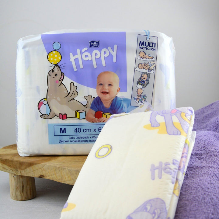 bella baby Happy Wickelunterlagen 40x60 cm ideal für unterwegs im 2er Pack (2x30 Stück) 30 Stück (2e