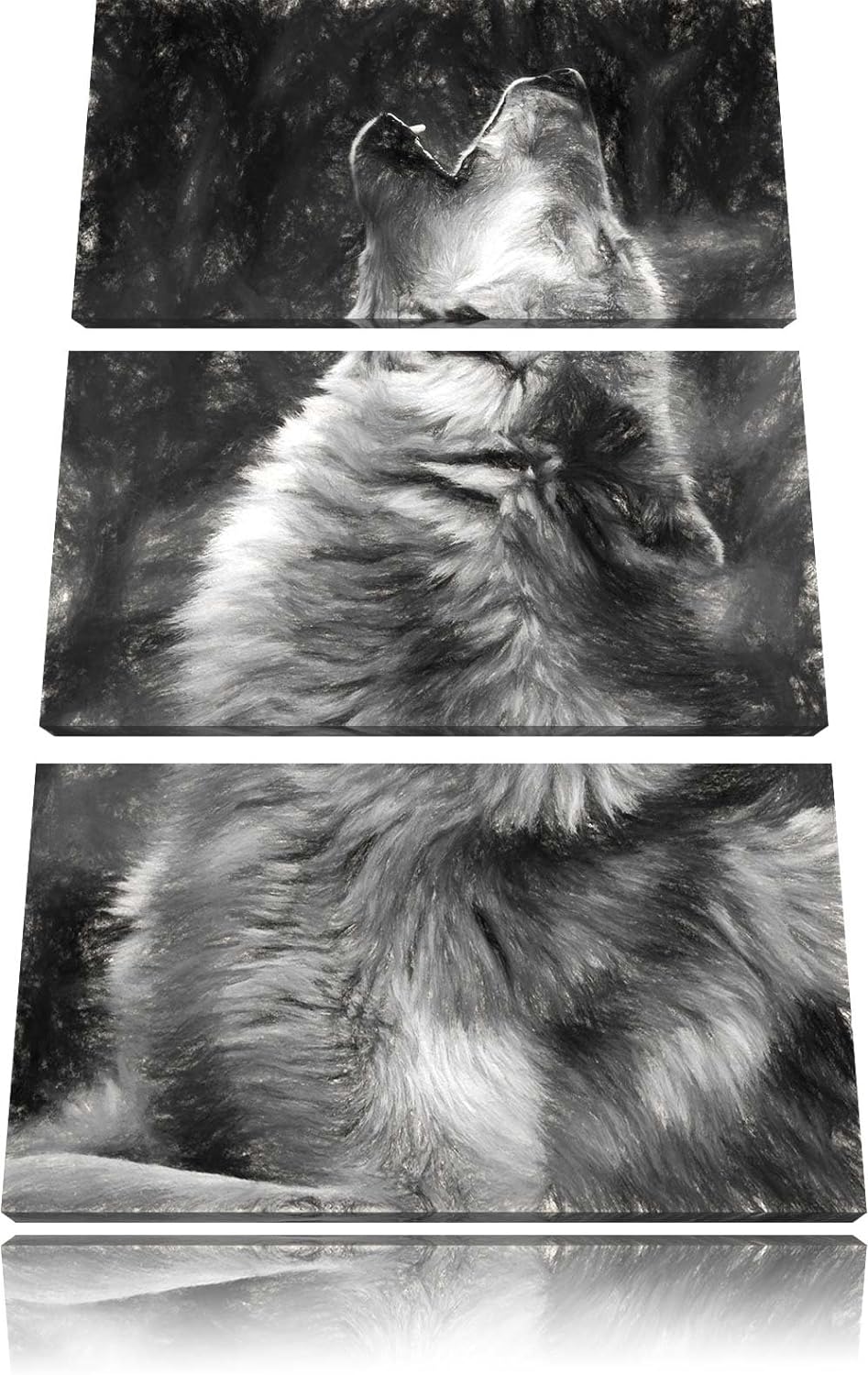 Pixxprint heulende Wölfe als Leinwandbild/Grösse: 3 Teilig (120x80) cm/Wandbild/Kunstdruck/fertig be