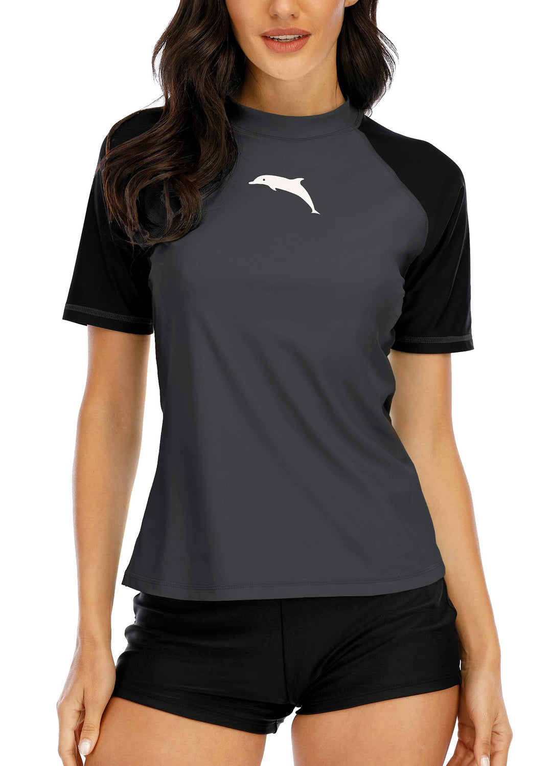 Halcurt UV Shirt Damen Kurzarm Rash Guard UPF 50+ Schwimmshirt Schnell Trocknender Badeshirt M-XXL L