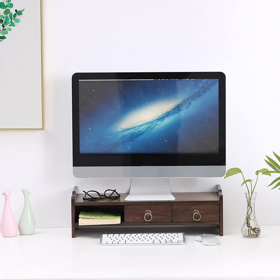 Computer-Riser, nicht absorbierender Bambus-Monitorständer mit 3 Schubladen für das Büro zum Studier
