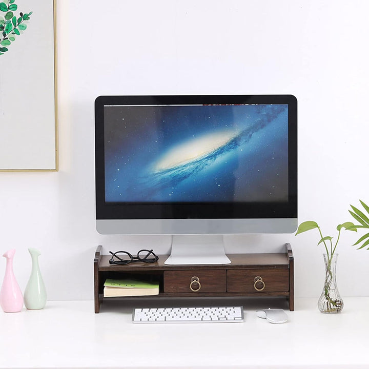 Computer-Riser, nicht absorbierender Bambus-Monitorständer mit 3 Schubladen für das Büro zum Studier