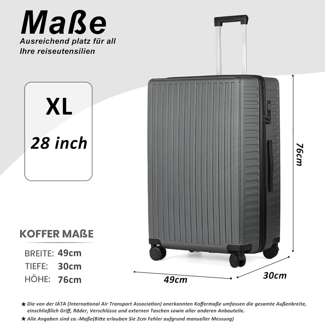TANTOMI Koffer Gross, 28 Zoll Hartschalenkoffer, Leichter ABS-Rollkoffer, Reisekoffer mit 4×360°-Rol