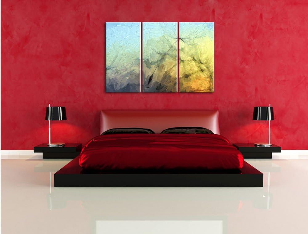 Pixxprint Pusteblumensamen als Leinwandbild/Grösse: 3 Teilig (120x80) cm/Wandbild/Kunstdruck/fertig