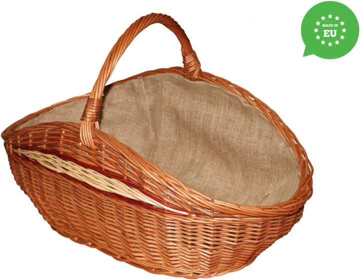Weidenkorb, Holzkorb, Kaminkorb aus Naturweide, mit Jute vernäht (L) 68 x (B) 39 x (H) 24/40