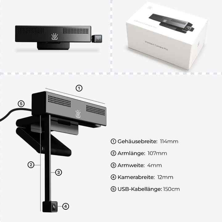 Pro 4K HD Webcam mit Mikrofon, Light Panel und Sichtschutzklappe, Augenkontakt-Webcam, Plug&Play mit
