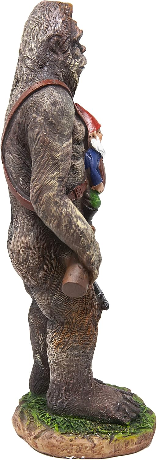 Funny Guy Mugs Gartenzwerg Statue – Bigfoot und ein Zwerg – Indoor/Outdoor Gartenzwerg Skulptur für