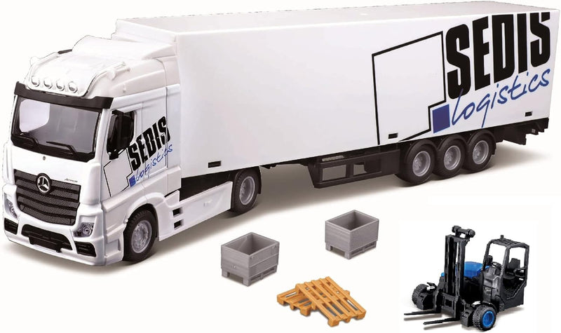 Bburago B18-31471 Street Fire HAULERS MB ACRTROS Lift and Load Druckguss-Paletten, Massstab 1:43, Sa