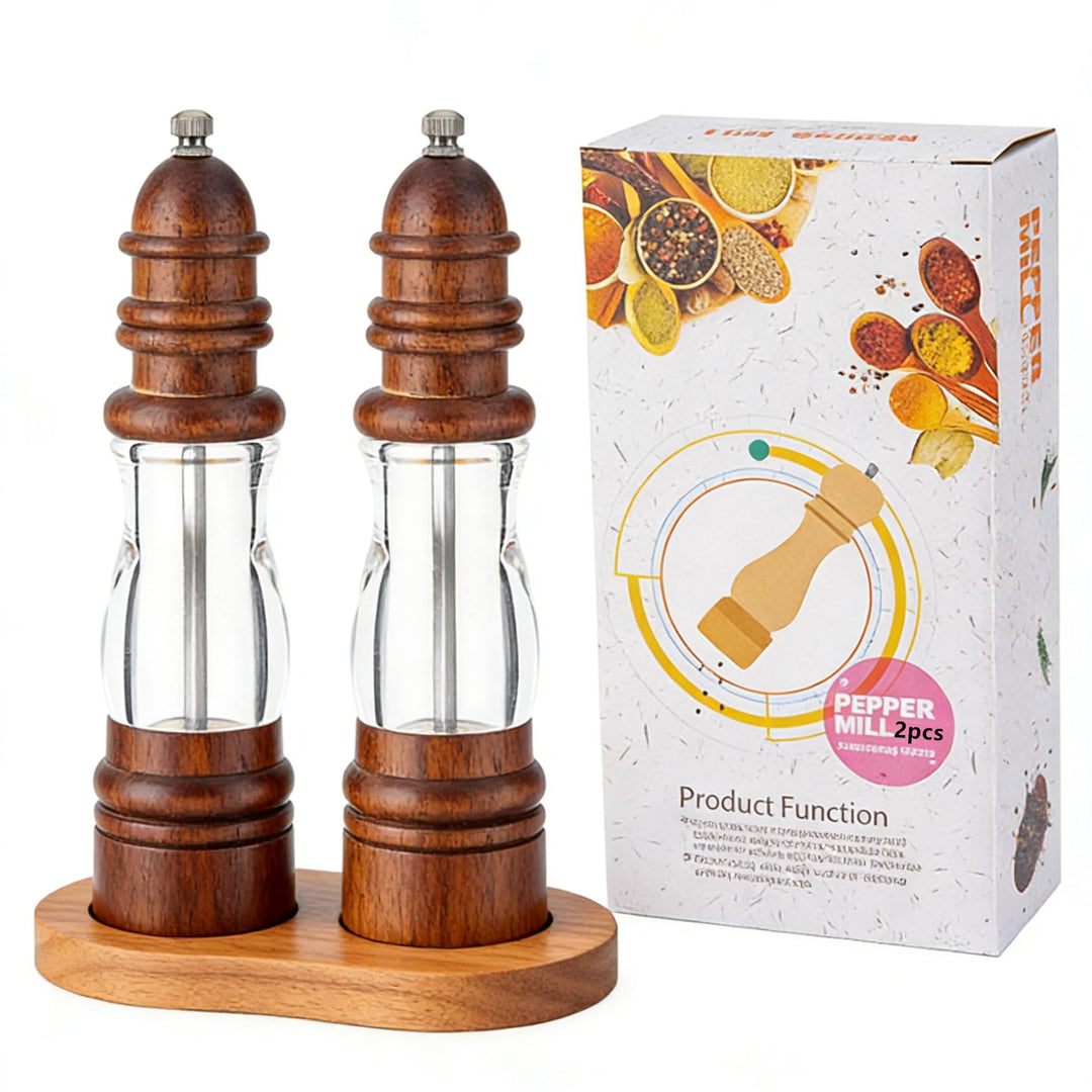 Salzmühlen und Pfeffermühlen Kit mit Sockel Massivholz Leuchtturm Form Salz & Pfeffer Schleifer Kit