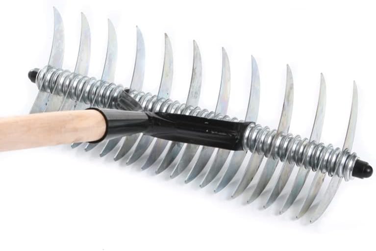 Handvertikutierer Schneidrechen 40cm Kultivator Rasenlüfter Bodenbelüfter Harke mit Stiel 145cm