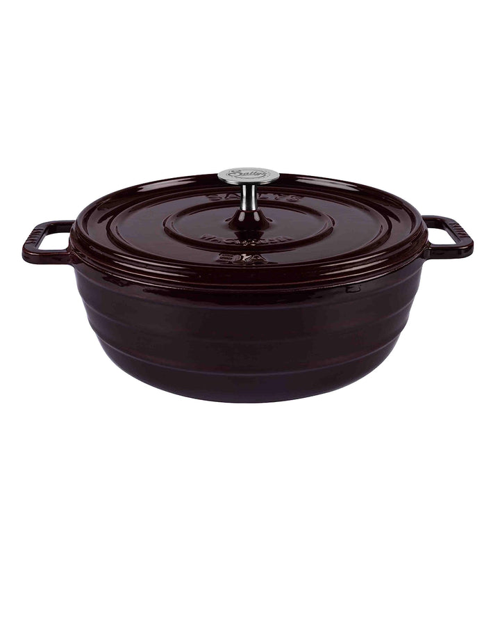 Sallys 'Ela' Deluxe Gusseisentopf - Robustes und Hochwertiges Kochjuwel für Perfektes Garen (Plum Pu