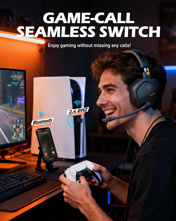 NUBWO G06 Wireless Gaming Headset für PS5, PS4, PC, Rauschunterdrückung über Ohr-Gaming-Kopfhörer mi