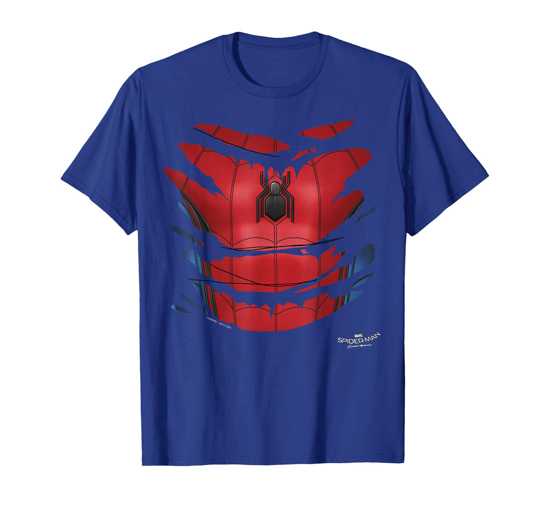 Mens Marvel Spider-Man Homecoming Suit Wearable Costume T-Shirt Large Royal Blue