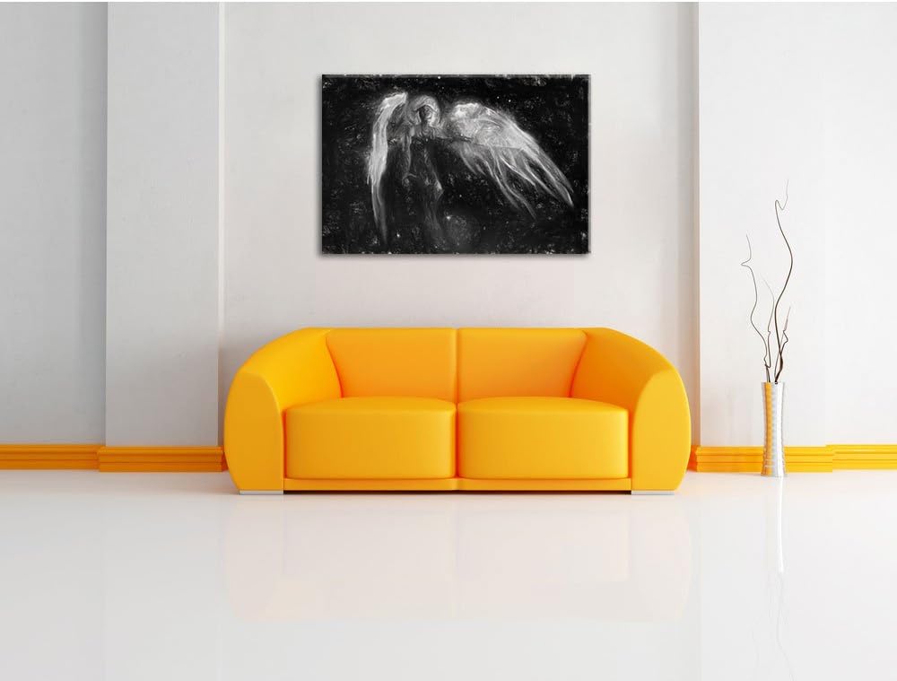 Pixxprint Alien Teufel im Weltraum Kunst Kohle Effekt, Format: 100x70 auf Leinwand, XXL riesige Bild