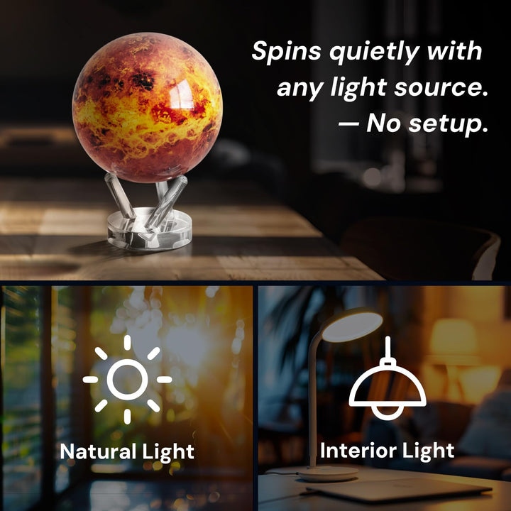 MOVA Globus Weltraumserie Venus 4.5" mit Sockel, solarbetriebener rotierender Globus, einzigartiges