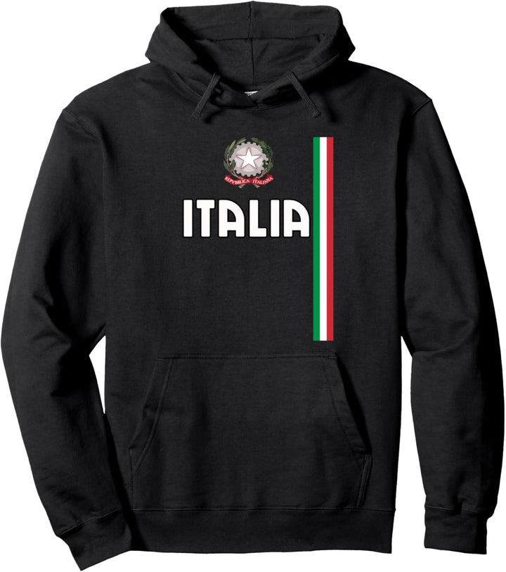 Italia Sports-style Italian Flag and Emblem Design Pullover Hoodie