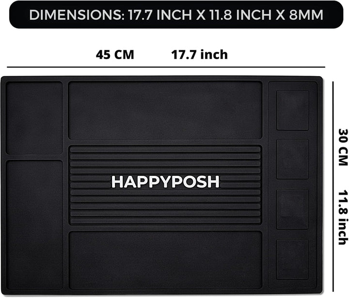 HAPPYPOSH Magnetische Friseurmatte, Friseur-Werkzeug-Organizer-Matte für Station, professionelle Fri