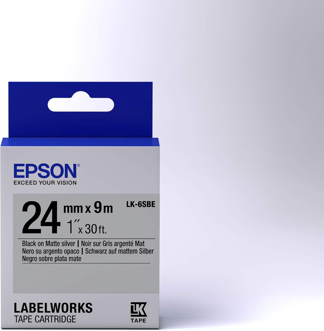 Epson lk-6sbe – Bänder für Drucker Etiketten (schwarz auf silber, LabelWorks LW-600P LabelWorks LW L