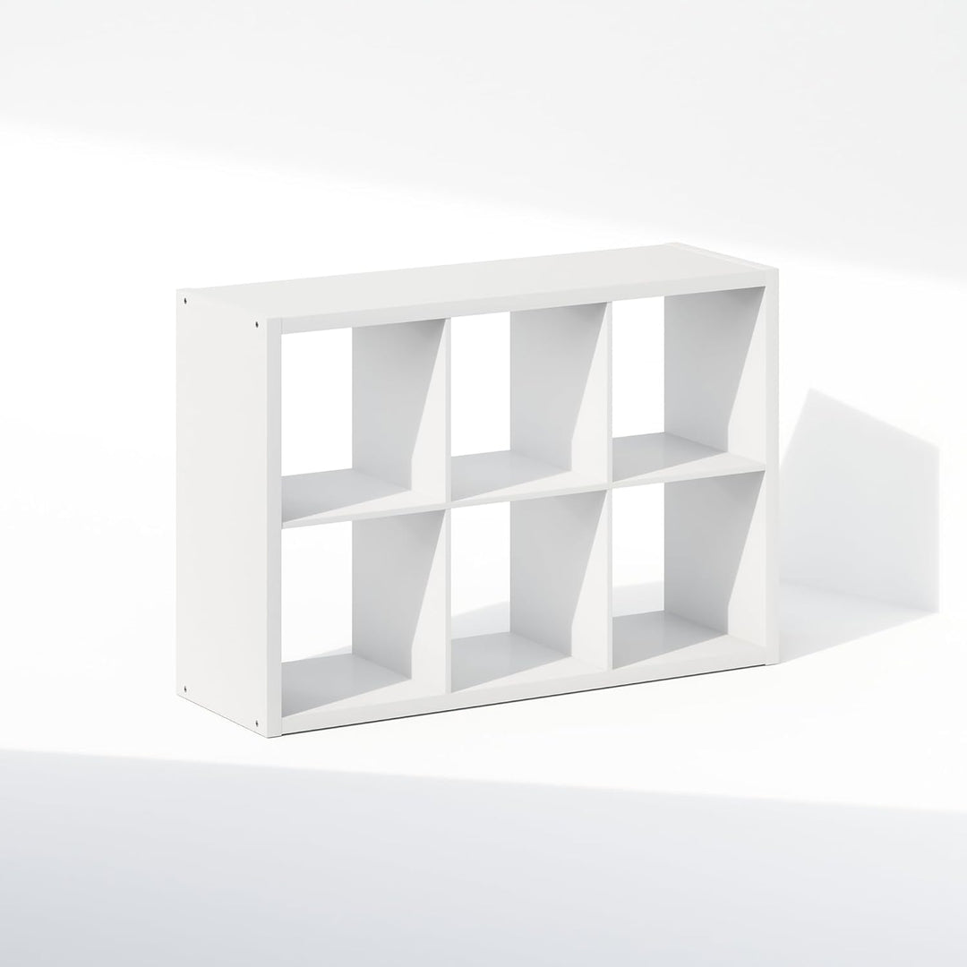Furinno Cubic Offenes Rückwand-Multifunktionsregal für Kleidung & Schrankaufbewahrung, 6-Fächer, Wei