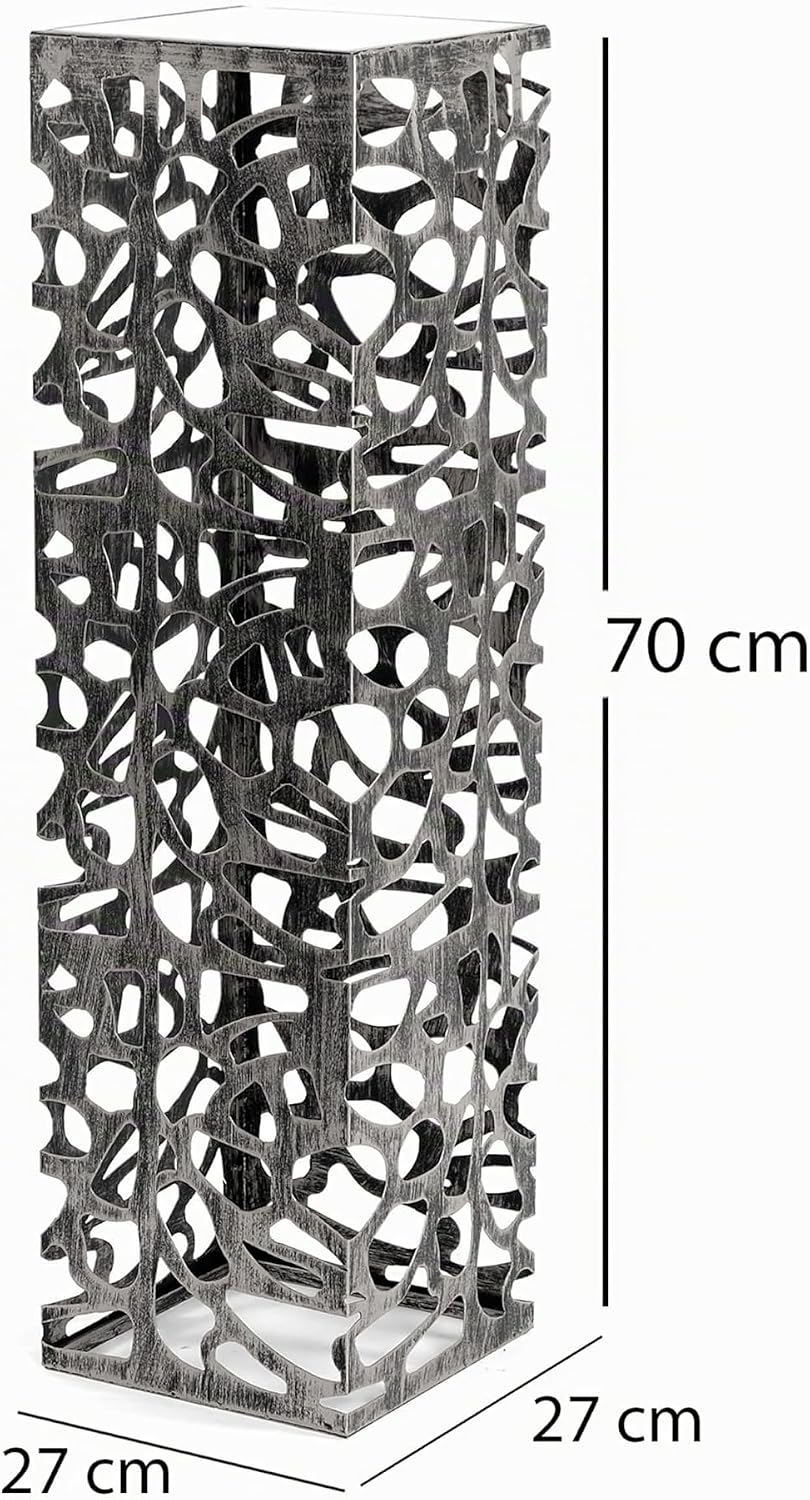 DESIGN DELIGHTS Dekorative SÄULE Enza | Metall, 70 cm antik-Silber/schwarz gewischt | Blumensäule, e