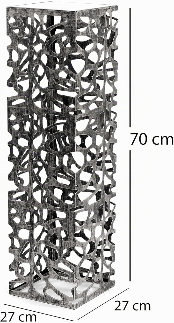 DESIGN DELIGHTS Dekorative SÄULE Enza | Metall, 70 cm antik-Silber/schwarz gewischt | Blumensäule, e