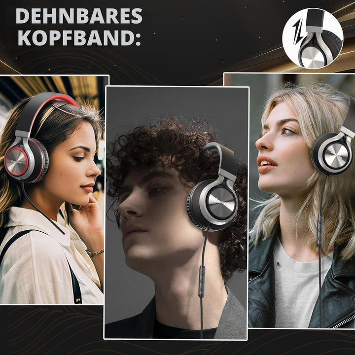 USB-C Kopfhörer mit Mikrofon und Lautstärkeregler, Over Ear Stereo Headsets für iPhone 15, 16 Pro, k