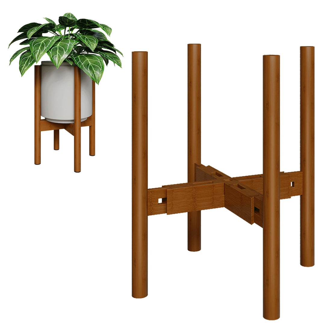 Bamworld Blumenständer Blumenhocker Pflanzenhocker Hellbraun Verstellbar und kippsicher, geeignet fü