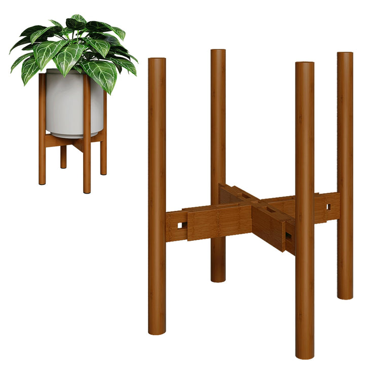 Bamworld Blumenständer Blumenhocker Pflanzenhocker Hellbraun Verstellbar und kippsicher, geeignet fü