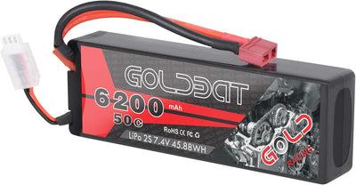 GOLDBAT 7,4 V Lipo 6200 mAh 2S 50C Lipo RC Batterie Hartschalenkoffer mit Dekanstecker für RC Evader